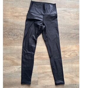 Pink Lily Black Faux Leather High Waisted Leggings XS Metallic Shimmer